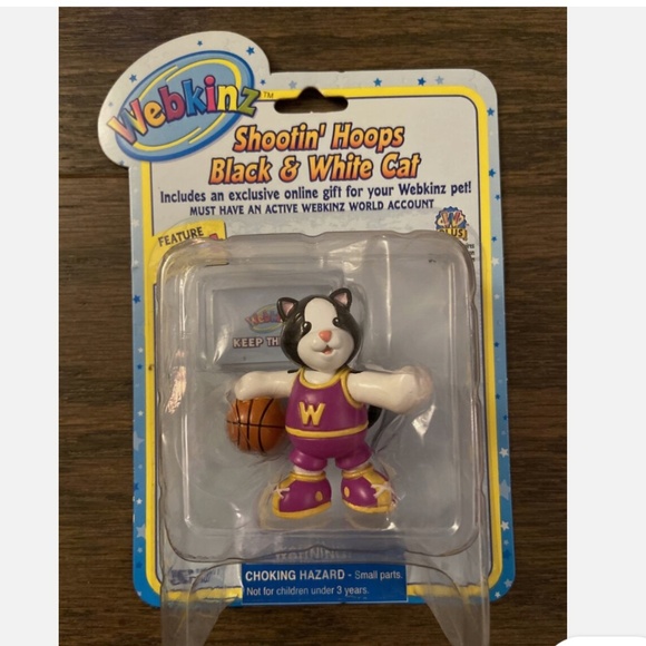 🎉5 for $10- Webkinz "SHOOTIN' HOOPS BLACK & WHITE CAT" Figure - Picture 4 of 4